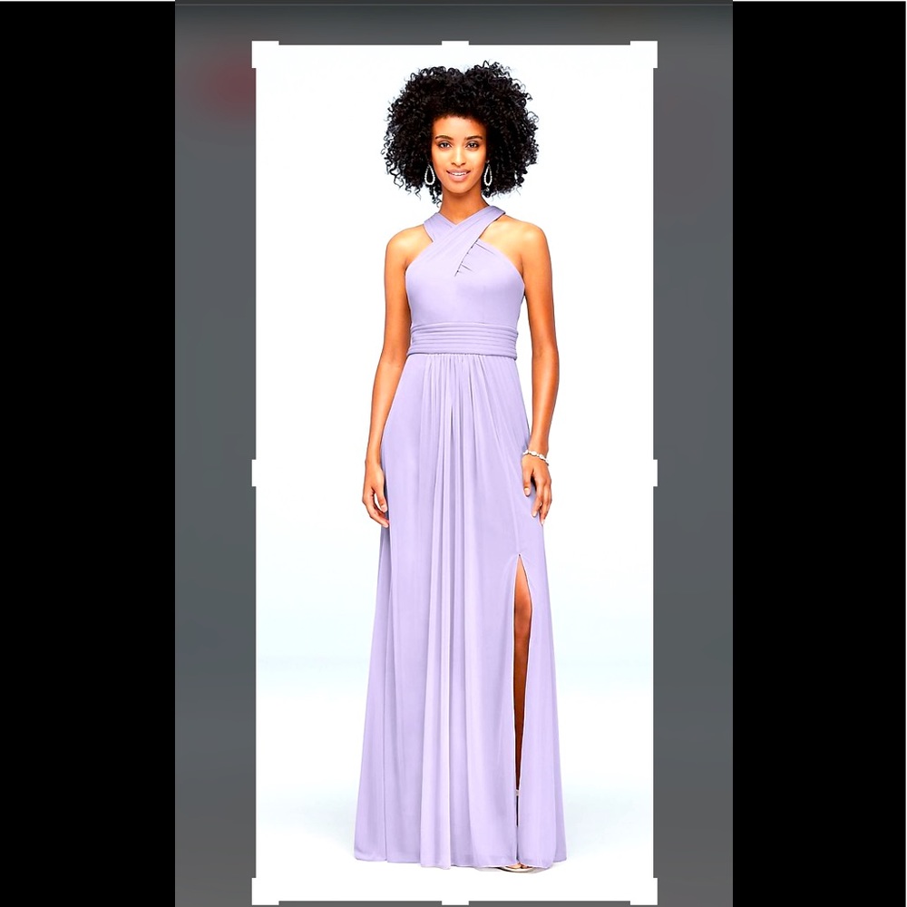 Criss cross high-neck mesh Bridesmaids dress